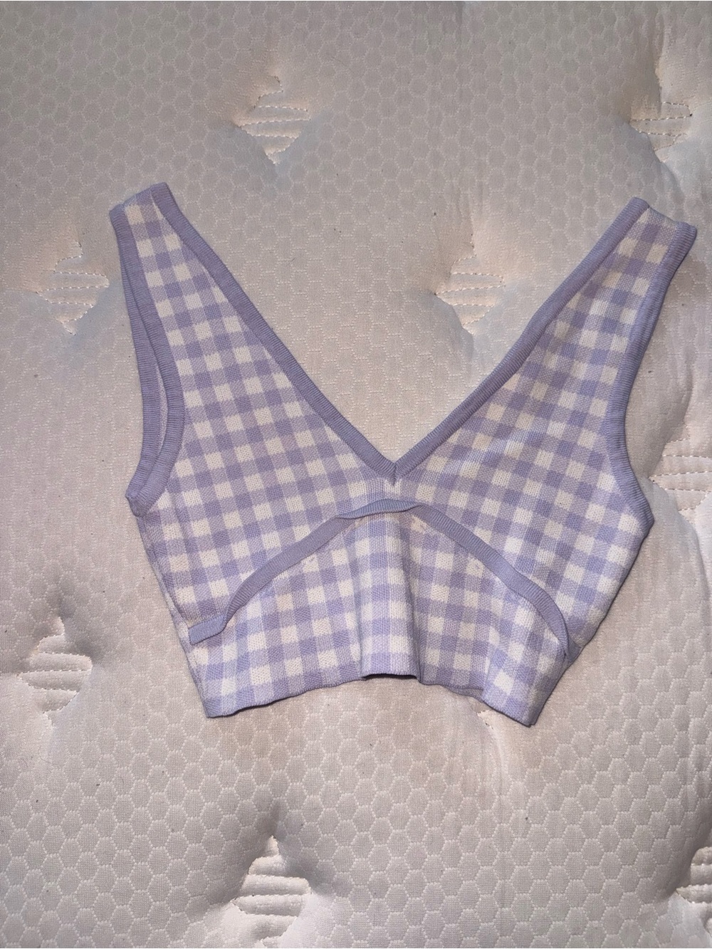 121. Zara Lavender Gingham V-Neck Bralette